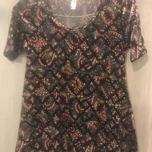 Lularoe Perfect t XXS black purple Paisley
